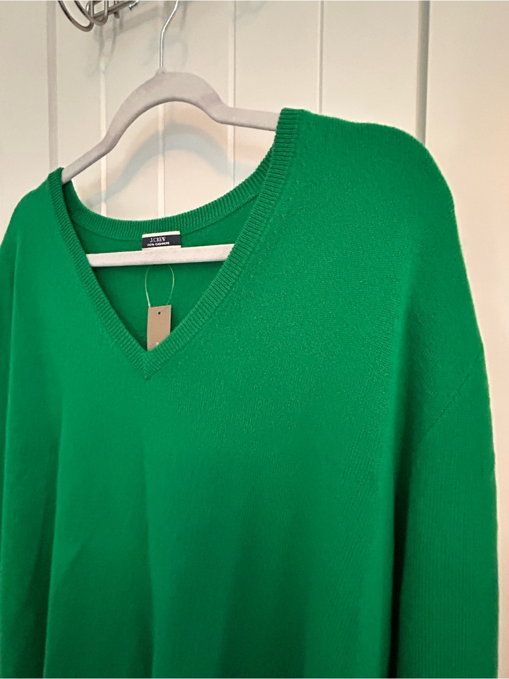 NWT J. Crew Kelly Green V-Neck 100% Cashmere Sweater Size Medium - Picture 4 of 12